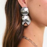 Pendientes Dos Círculos Plateado