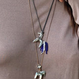 Collar Caballo Marrón Plata