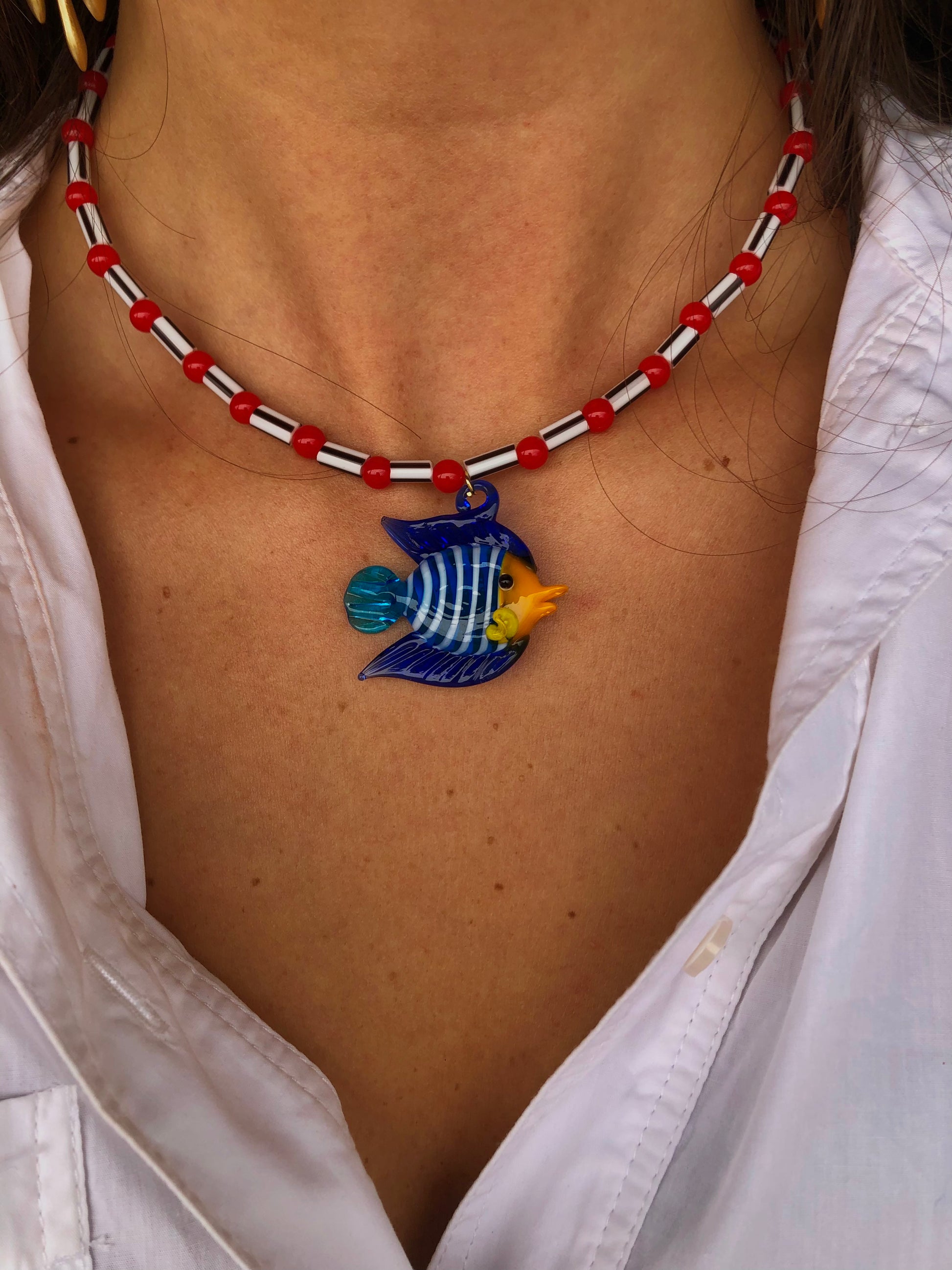 Glass 2025 fish pendant