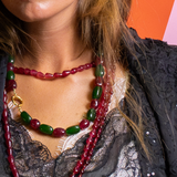 Collar Petra Verde y Burgundy